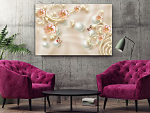 Obraz 3D kvety s perlami